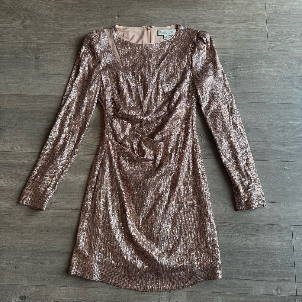 EUC Rachel Zoe Juliette sequin dress - size 2 - rose gold